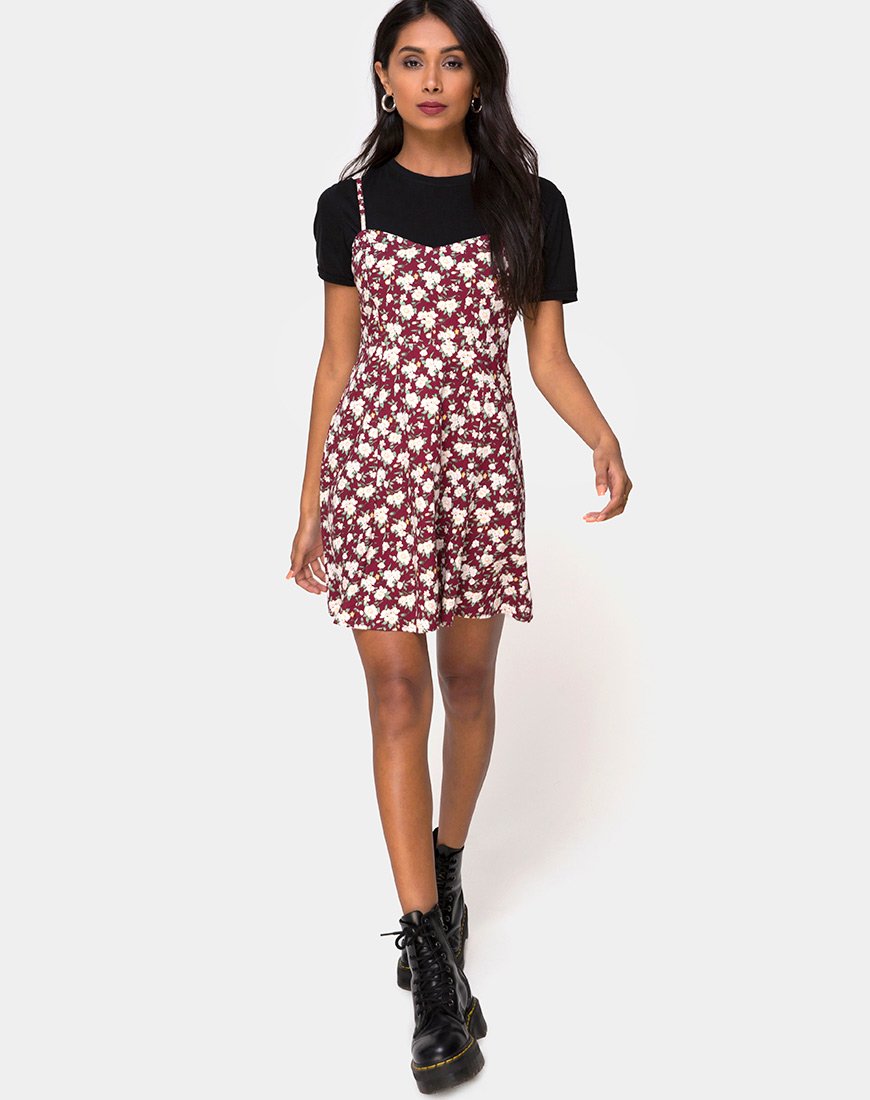 Afbeelding van Yandra Slipjurk in Wild Fleur Maroon