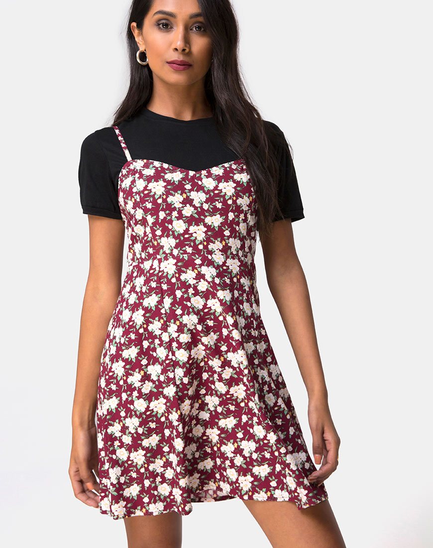 Afbeelding van Yandra Slipjurk in Wild Fleur Maroon