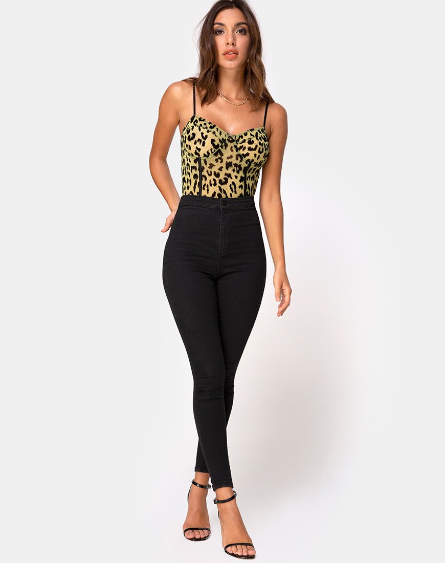 Afbeelding van Yecal Bodice in Lime Mesh met zwarte Animal Flocking