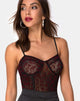 Afbeelding van Yecal Sheer Bodice in Red Leopard Flock Zwart