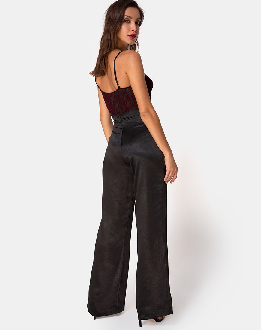 Afbeelding van Yecal Sheer Bodice in Red Leopard Flock Zwart