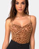 Afbeelding van Yecal Sheer Bodice in Animal Flock Tan Brown