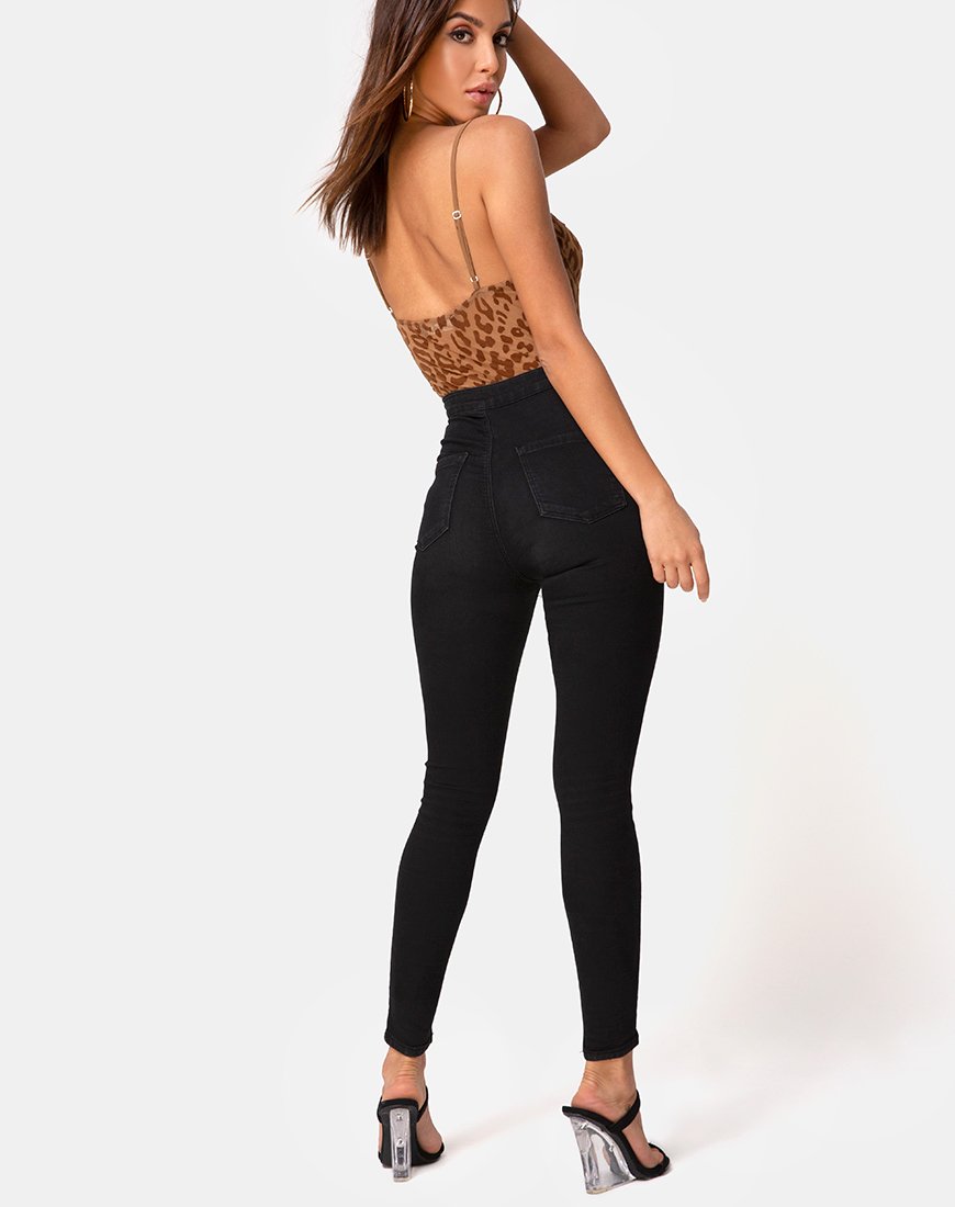 Afbeelding van Yecal Sheer Bodice in Animal Flock Tan Brown