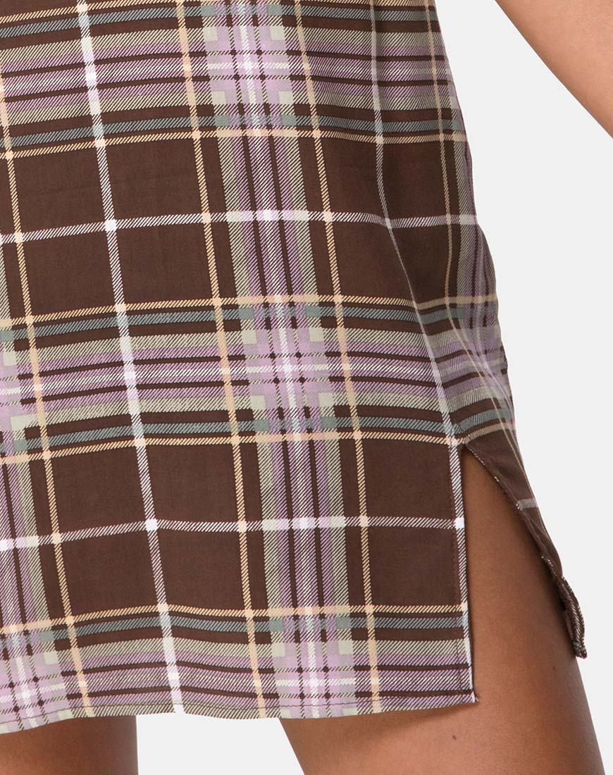 Afbeelding van Yelca Mini Dress in Tartan Bruin