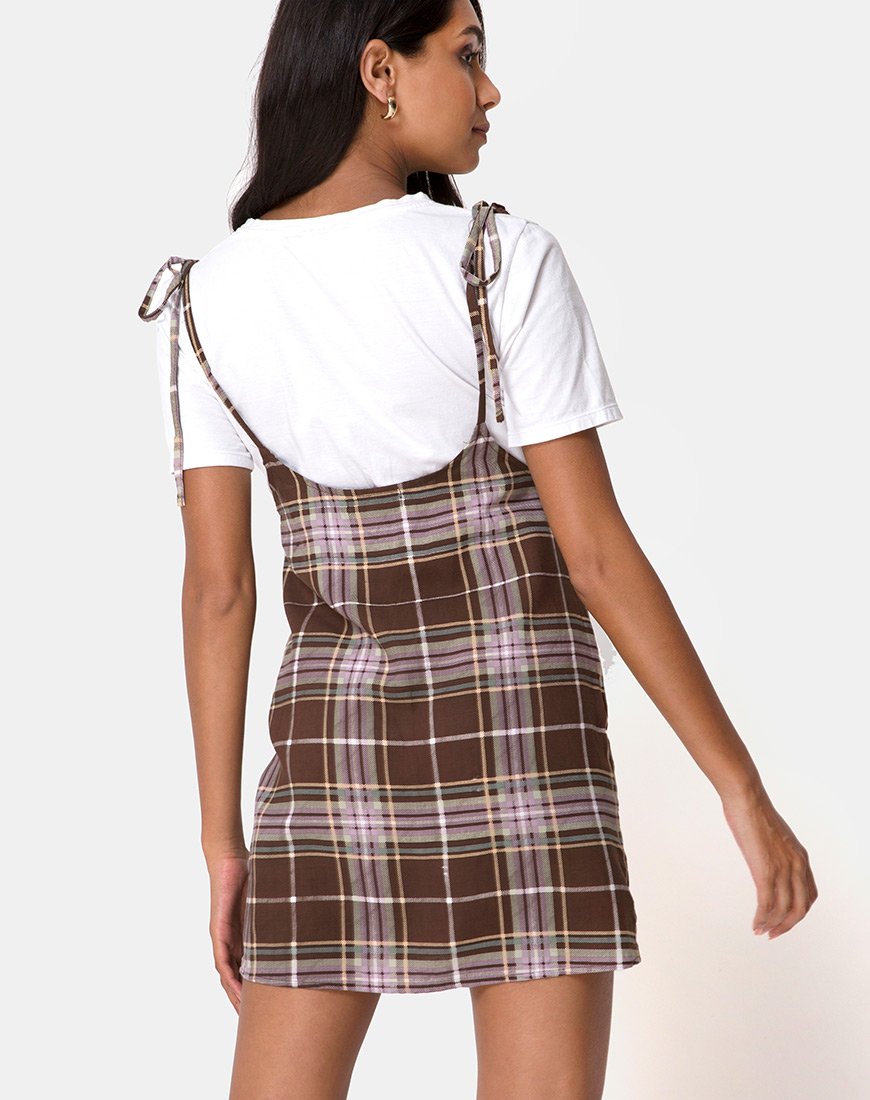 Yelca Mini Jurk in Ruitjesbruin