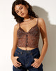 Afbeelding van Yena Crop Top in Flower Garden Bruin