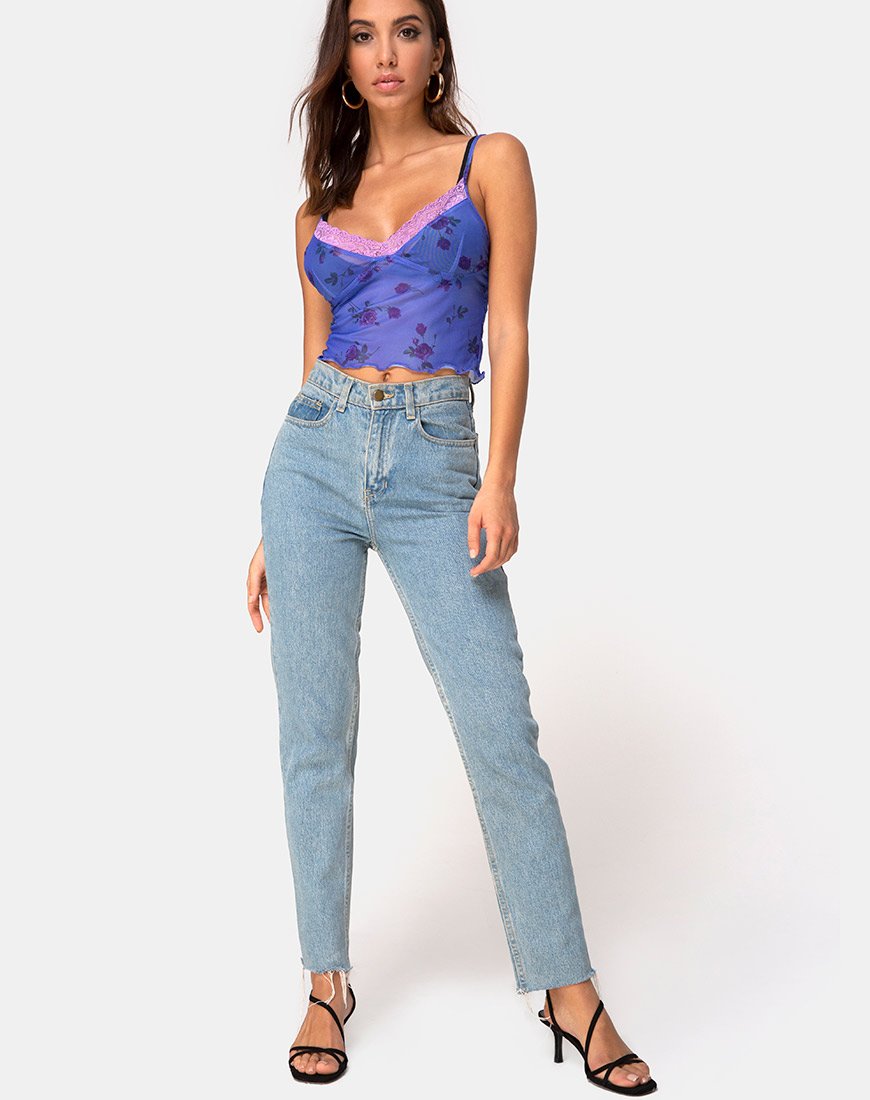 Afbeelding van Yenika Crop Top in Lila Roos met Lila Kant