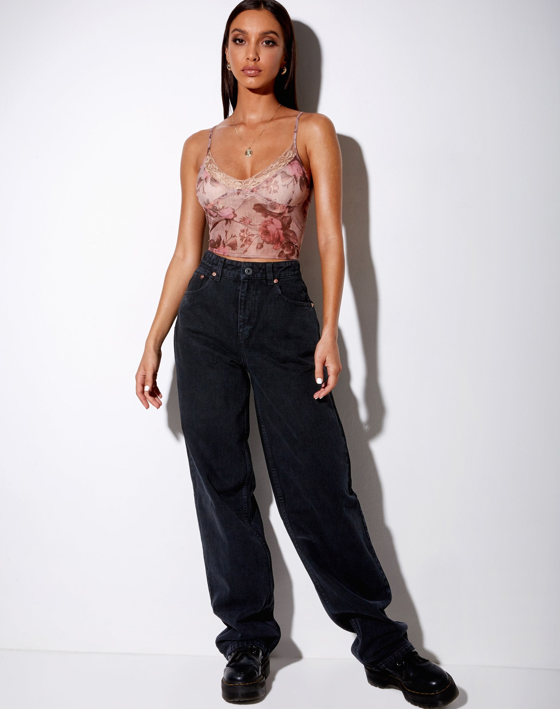 Afbeelding van Yenika Crop Top in Mesh Peach Bloom