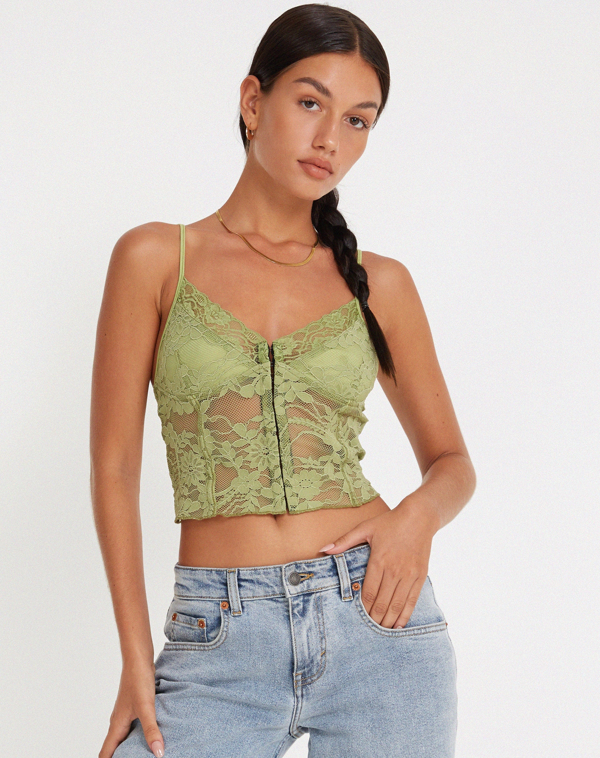 Afbeelding van Yenko Crop Top in Kantgroen
