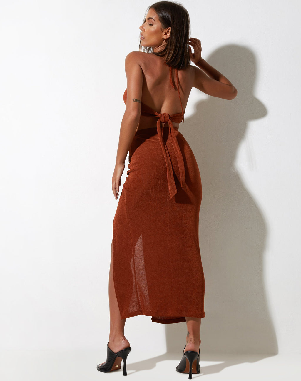 Maxel Midi-rok in crêpe bruin