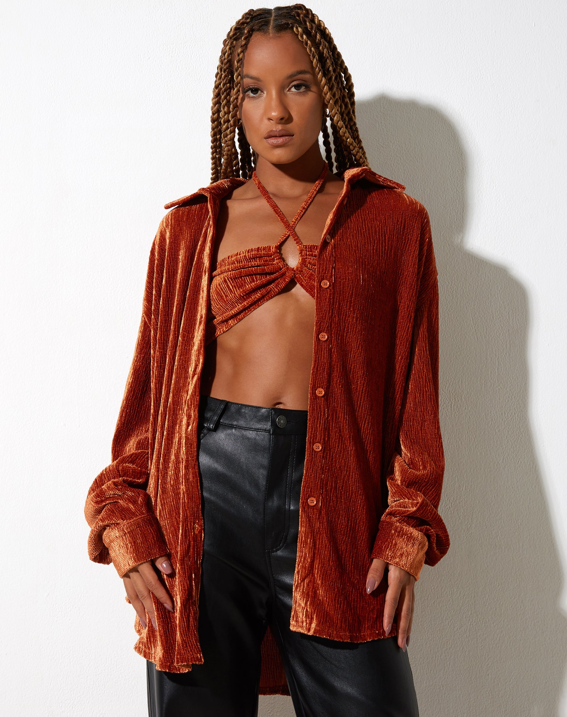 Afbeelding van Dael Oversized Shirt in Velvet Rust