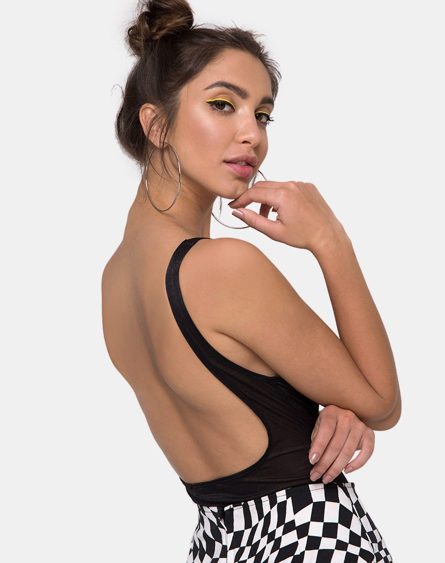 Yora Bodice in zwart nylon fijnmazig gaas