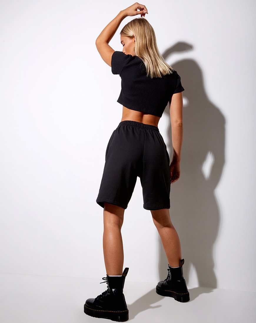 Afbeelding van Yubi Short in Black Angel Embro in White