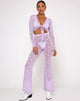 Afbeelding van Herlom Flare broek in lila mesh Daisy White Flock
