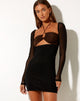 Yuvila Mini Dress in Mesh Zwart en Bruin