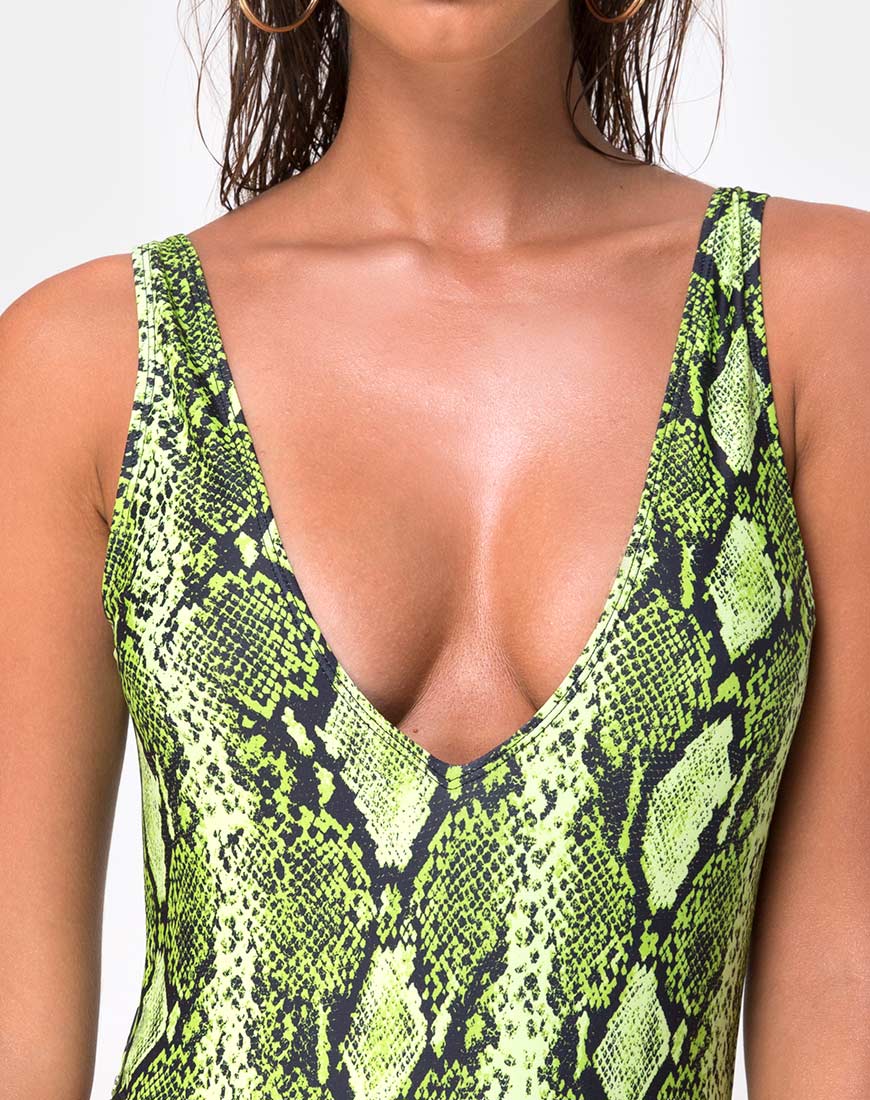 Afbeelding van Zala Plunge Zwempak in Slime Lime Snake