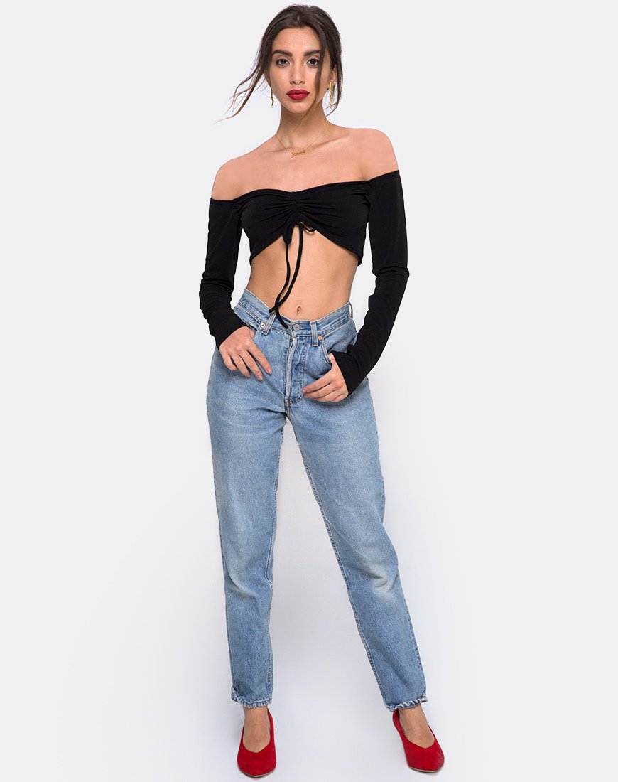 Afbeelding van Zalea Off The Shoulder Crop in Zwart