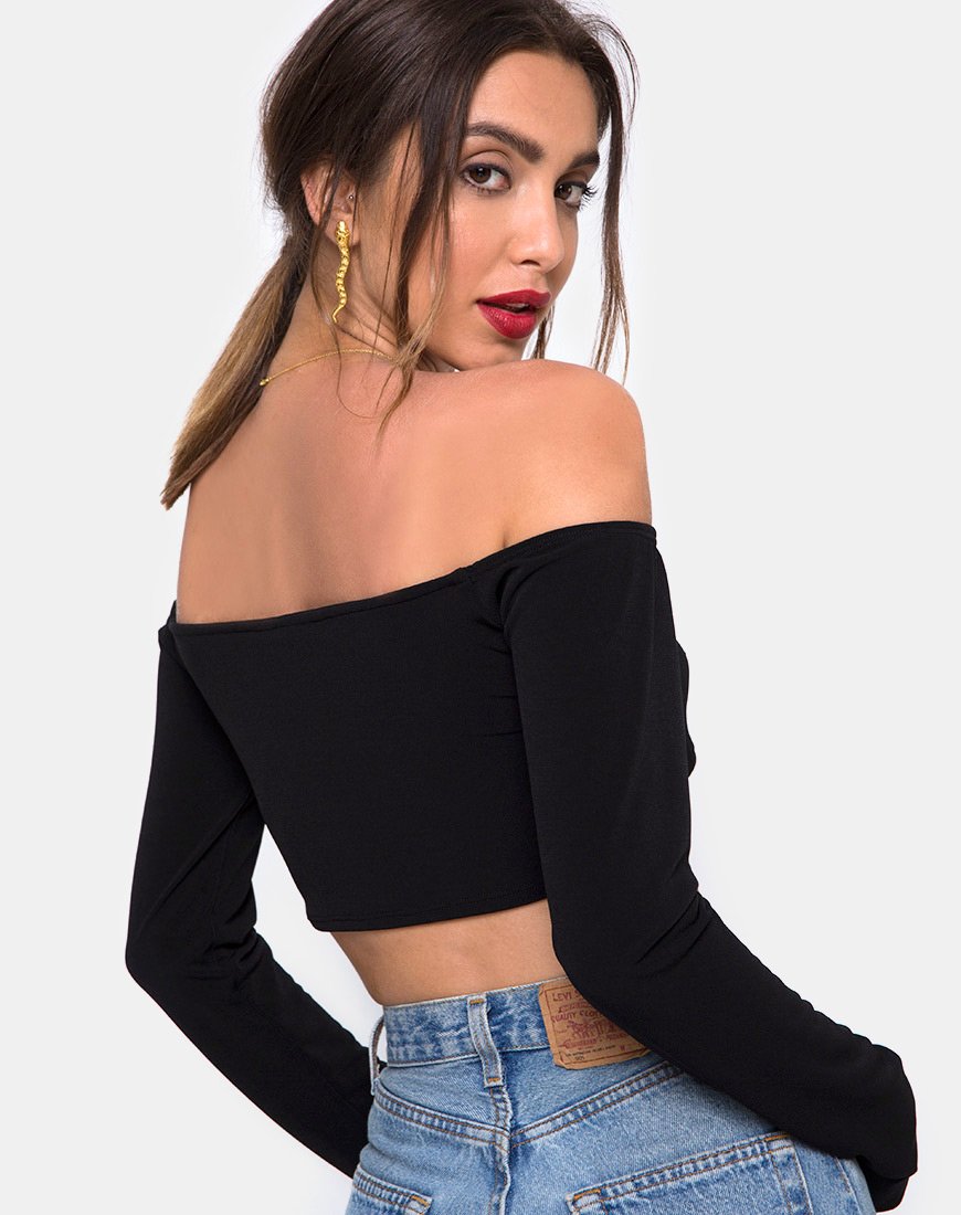 Afbeelding van Zalea Off The Shoulder Crop in Zwart