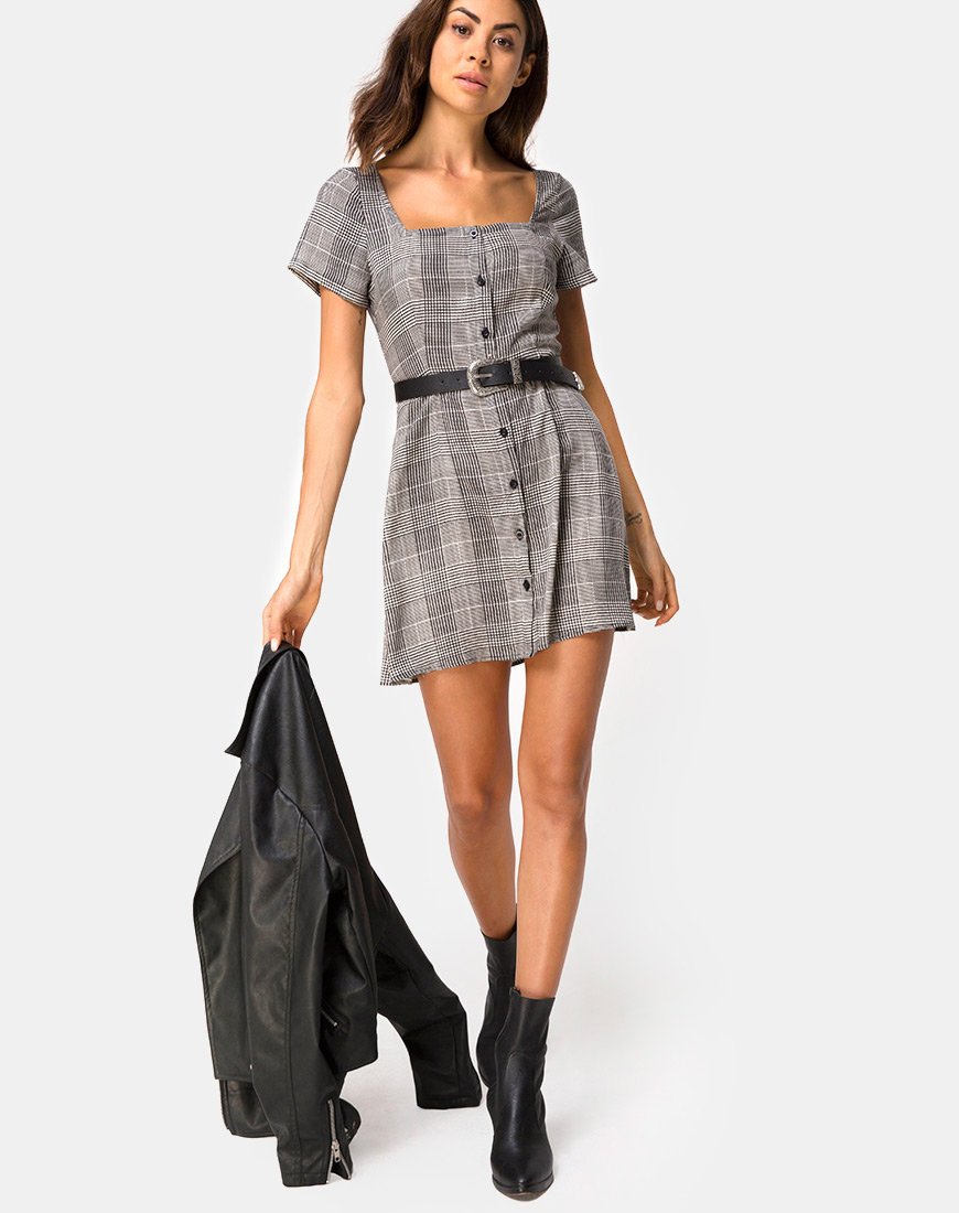 Afbeelding van Zavacca Mini jurk in Charles Check Grijs