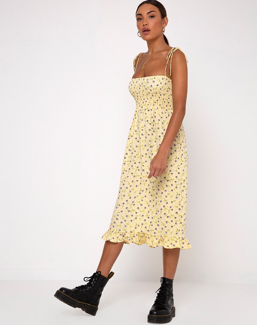 Afbeelding van Zenith Jurk in Wilde Bloem Lemon Drop