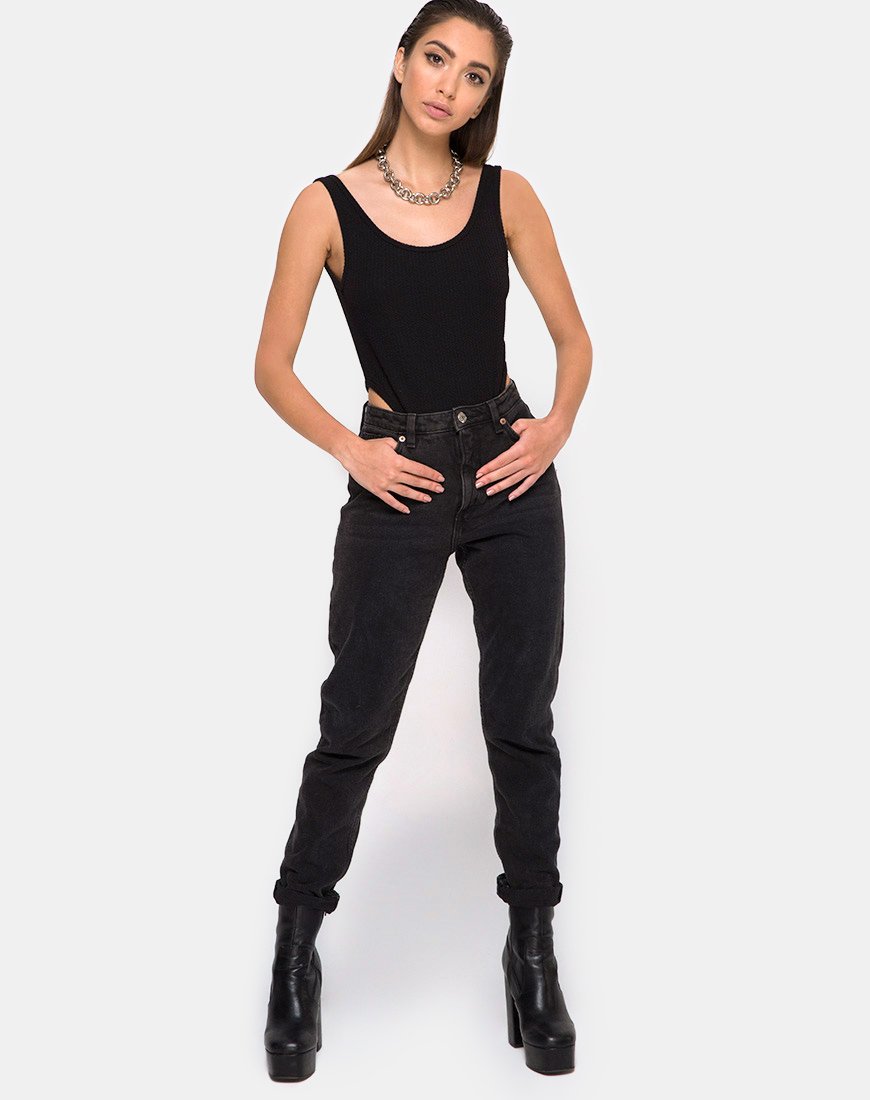 Afbeelding van Ziga Cutout Bodice in Rib Zwart