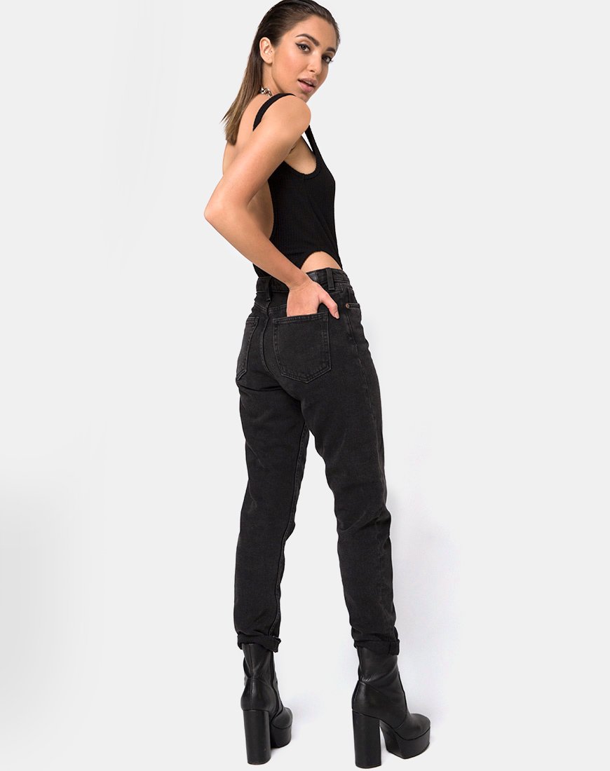 Afbeelding van Ziga Cutout Bodice in Rib Zwart