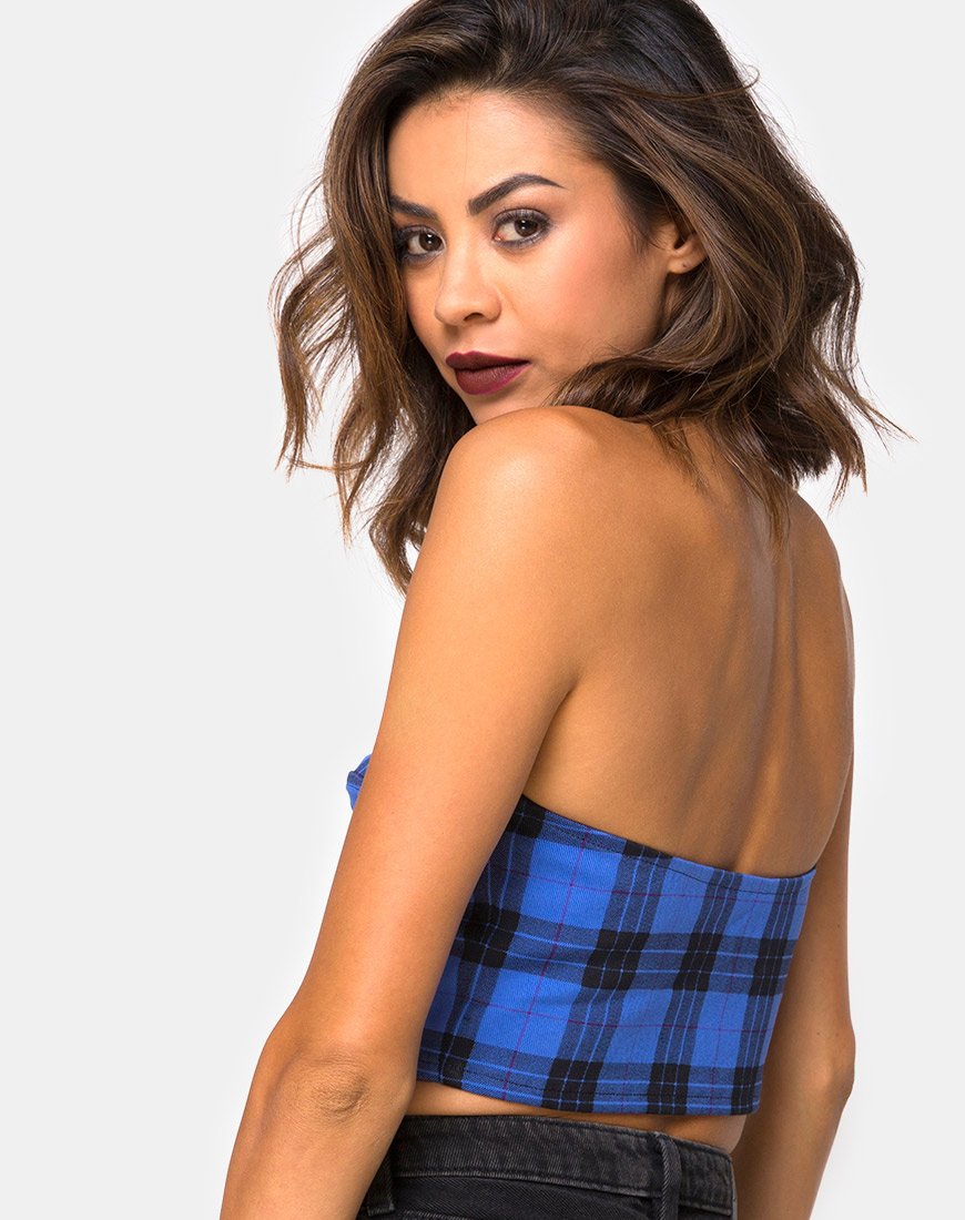 Afbeelding van Zipshi Cropped Top in ruitblauw