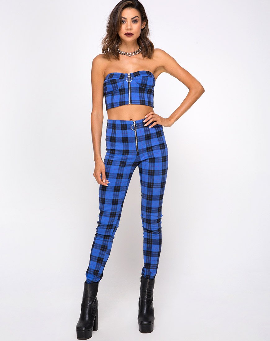 Afbeelding van Zipshi Cropped Top in ruitblauw