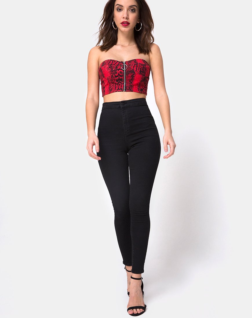 Afbeelding van Zipshi Crop Top in Slangenrood