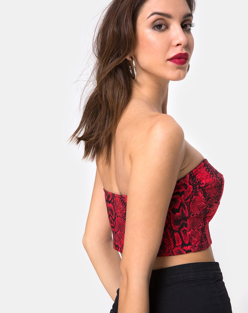 Afbeelding van Zipshi Crop Top in Slangenrood