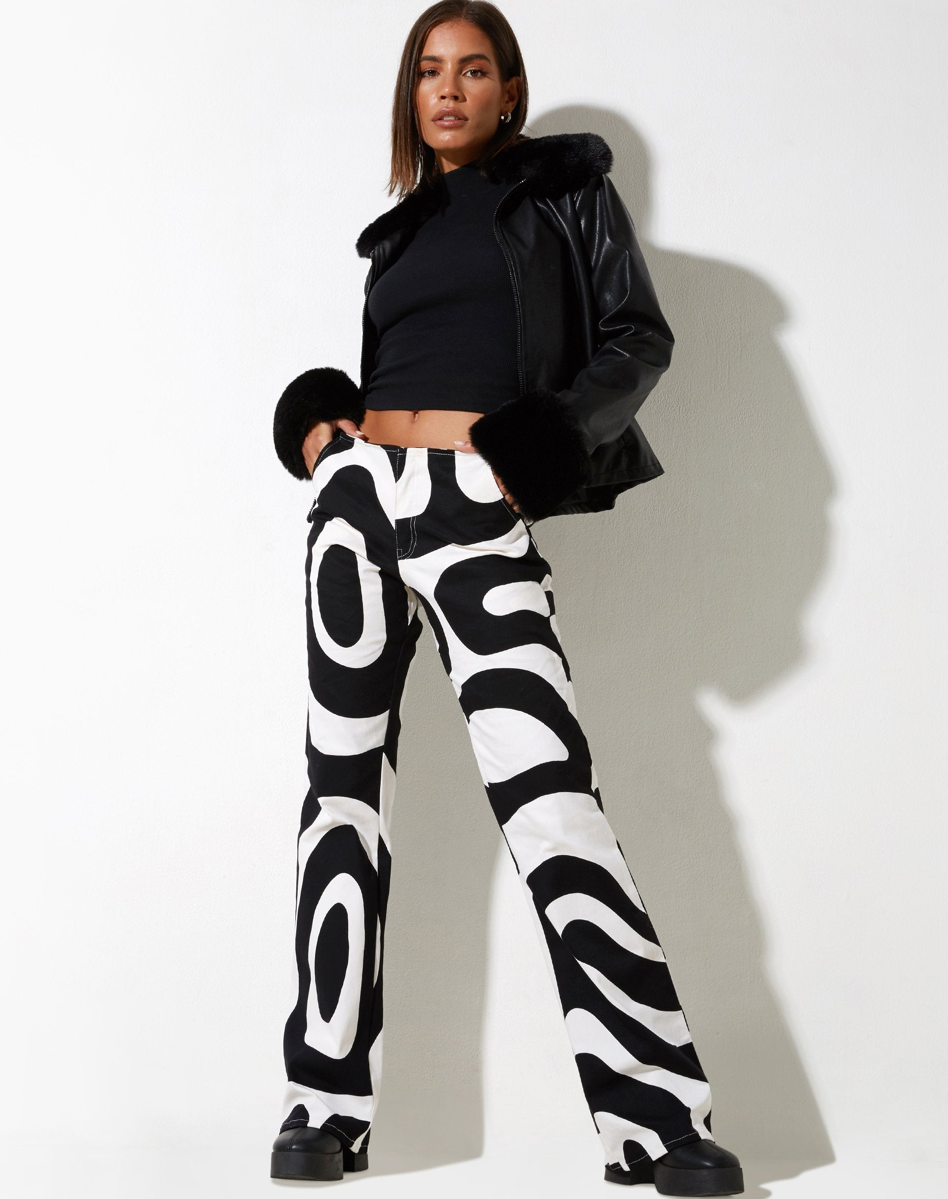 Zoetry Broek in Optic Swirl Zwart en Wit