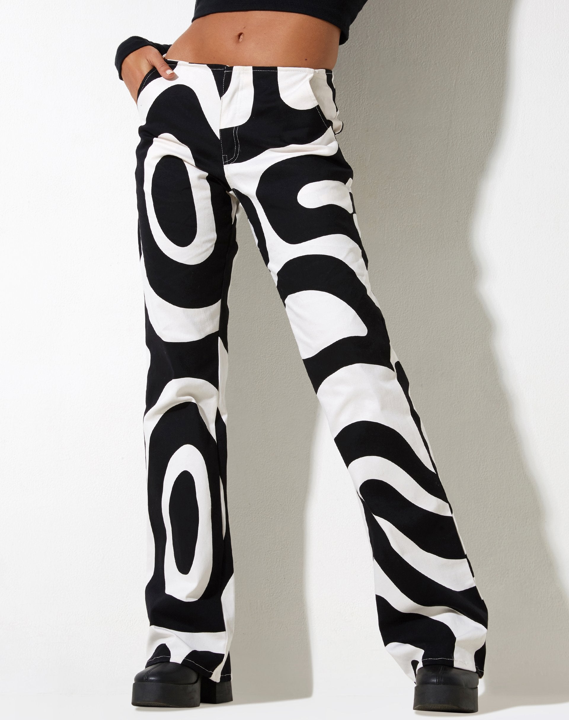 Zoetry Broek in Optic Swirl Zwart en Wit
