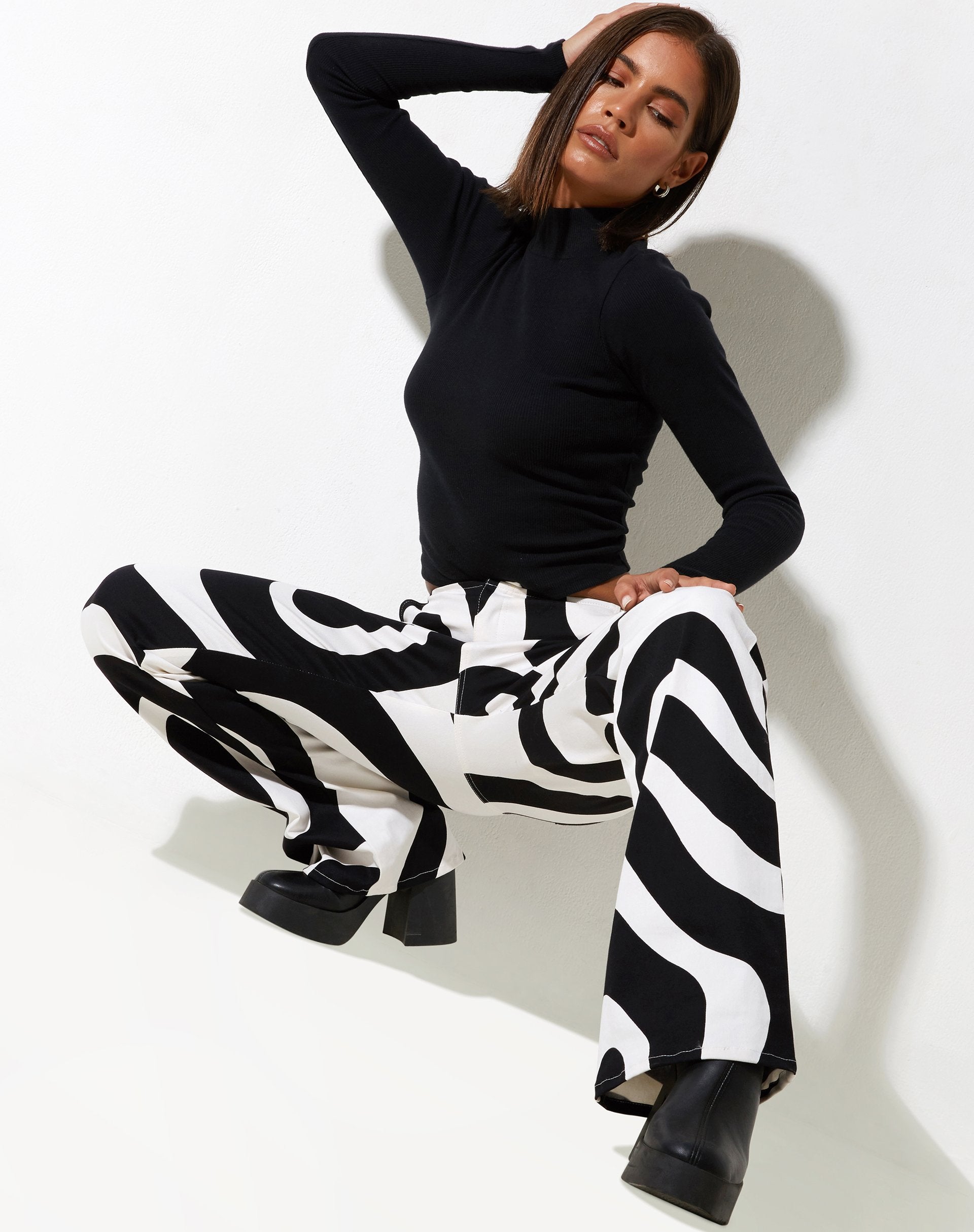 Zoetry Broek in Optic Swirl Zwart en Wit
