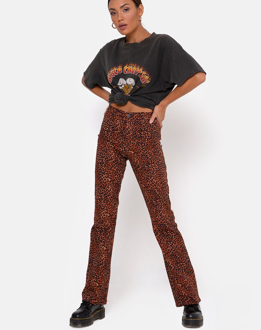 Zoven Broek in Ditsy Luipaard Oranje