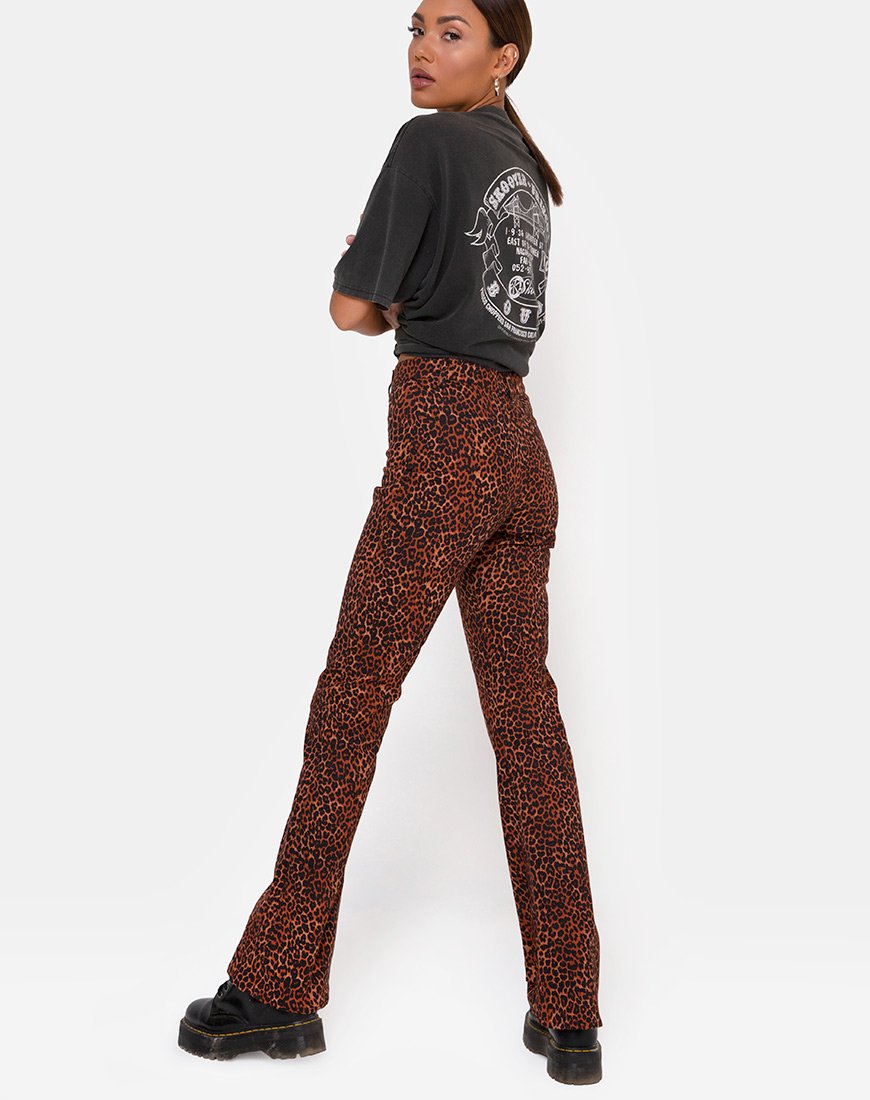 Zoven Broek in Ditsy Luipaard Oranje
