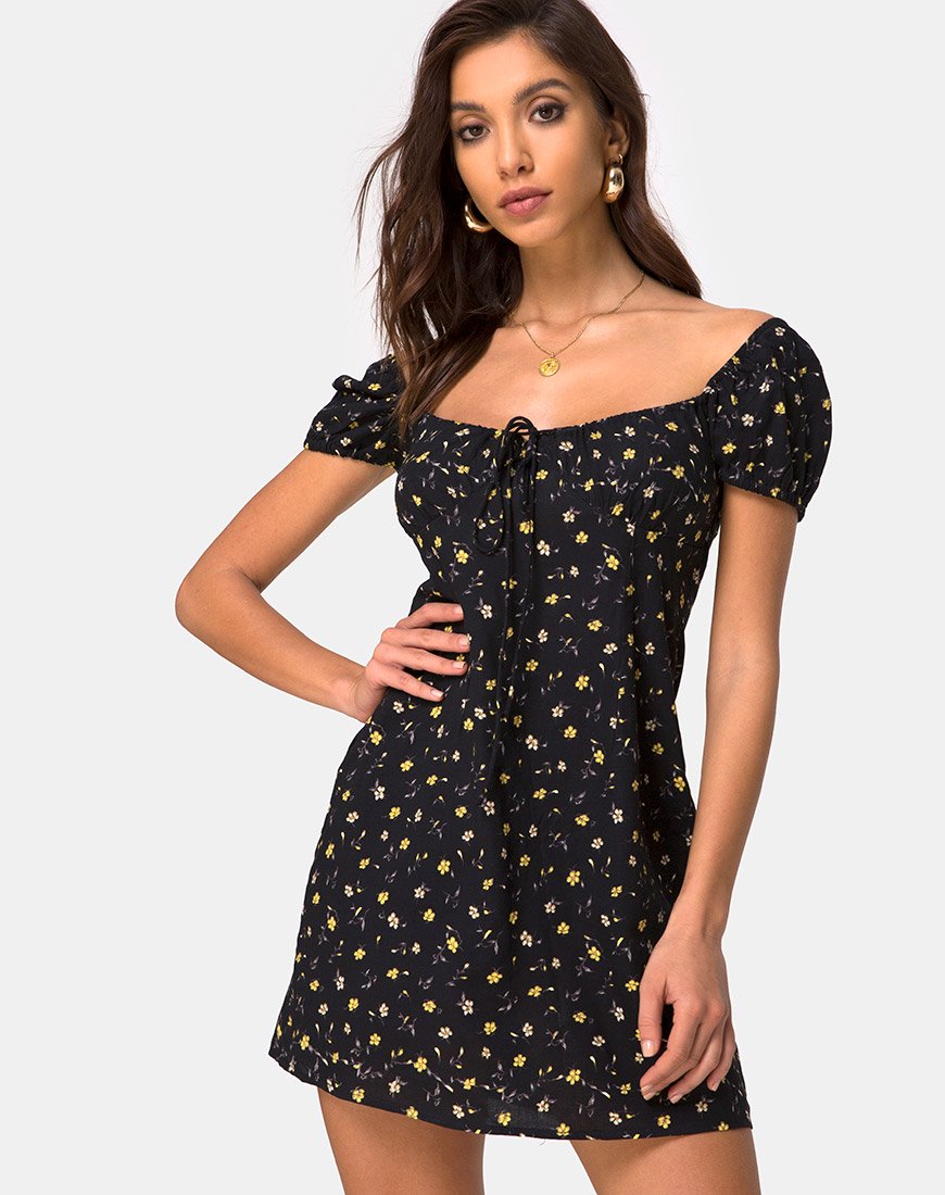 Afbeelding van Zudema Mini Dress in Pretty Petal Zwart