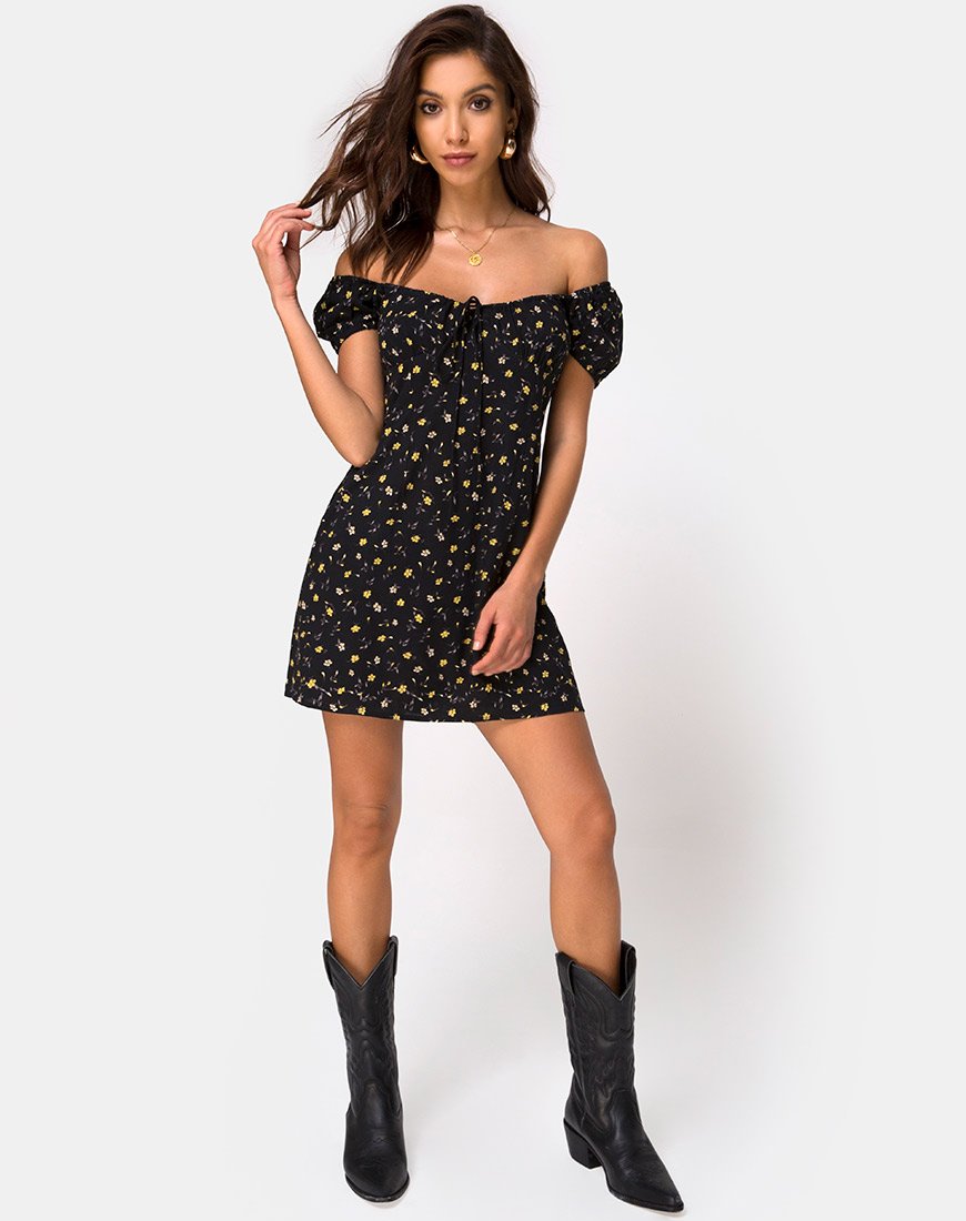 Afbeelding van Zudema Mini Dress in Pretty Petal Zwart