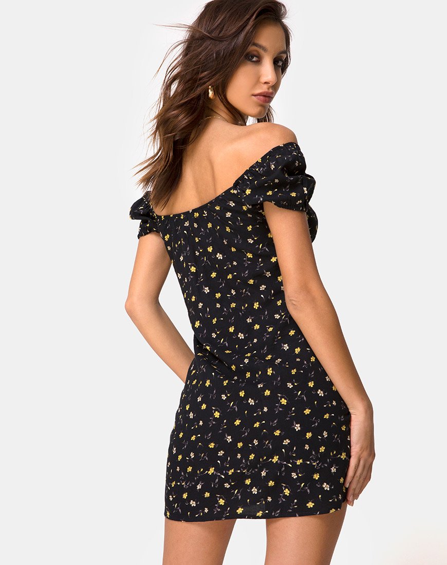 Afbeelding van Zudema Mini Dress in Pretty Petal Zwart