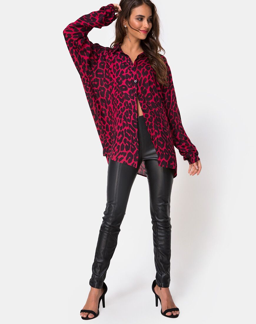 Afbeelding van Disam Overhemd in Oversized Jaguar Rood