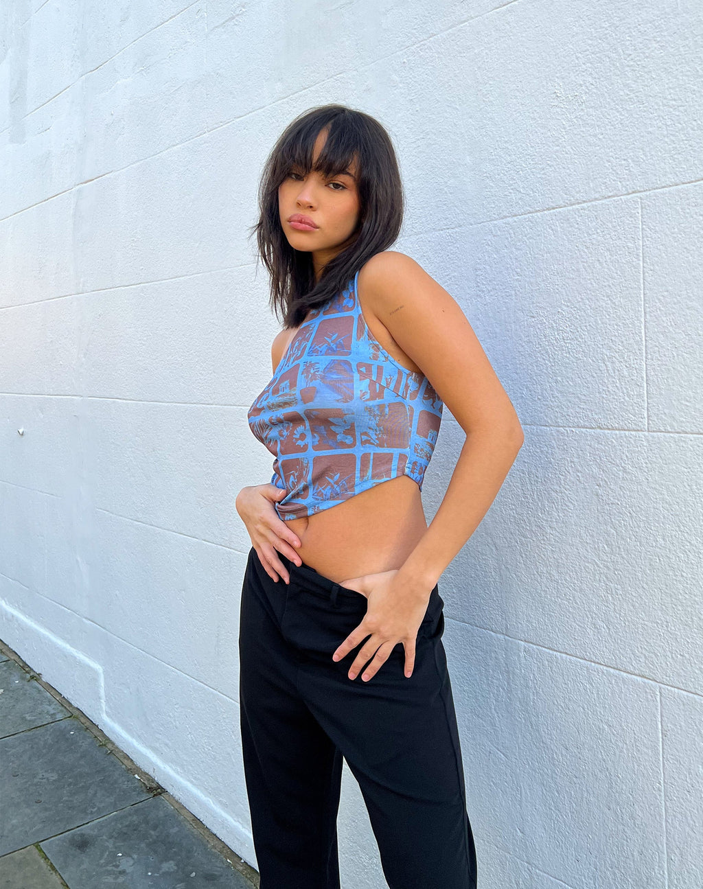 Rinja Top in Fotografisch Blauw