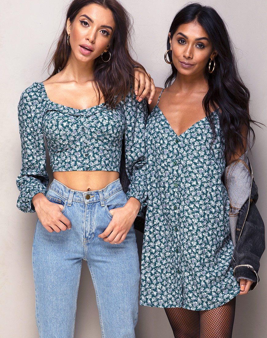 Alor Crop Top in Bloemig Groen
