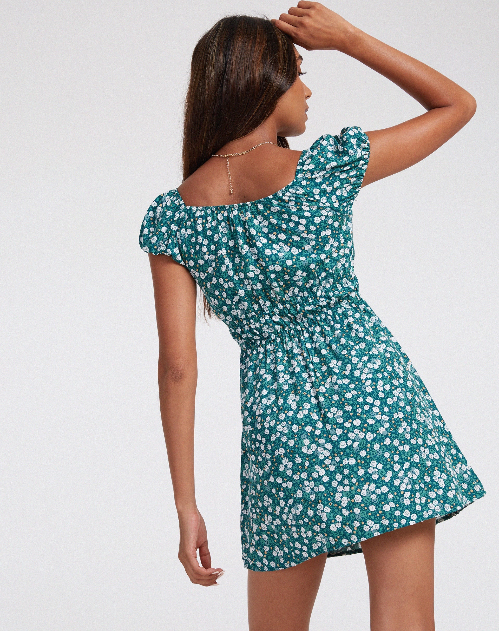Afbeelding van Galova Mini Dress in Floral Field Green