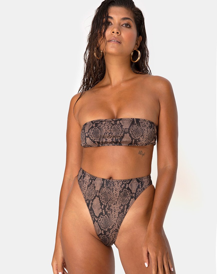Izarla Bikinitop in Taupe Slang