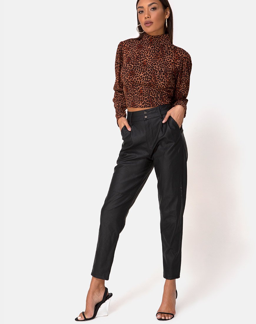 Afbeelding van Jasty Crop Top in Crinkle Ditsy Leopard Orange