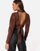 Afbeelding van Jasty Crop Top in Crinkle Ditsy Leopard Orange