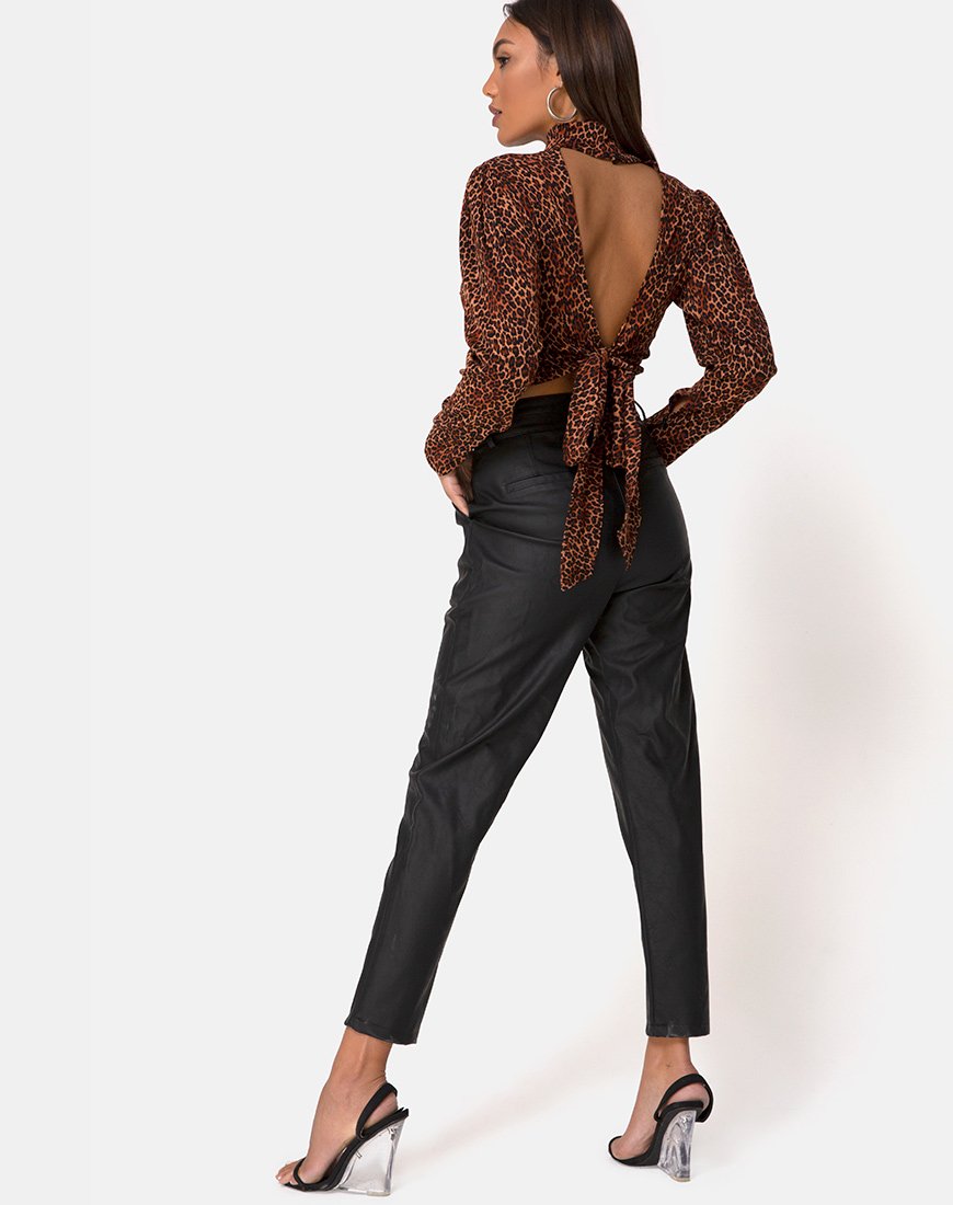 Afbeelding van Jasty Crop Top in Crinkle Ditsy Leopard Orange