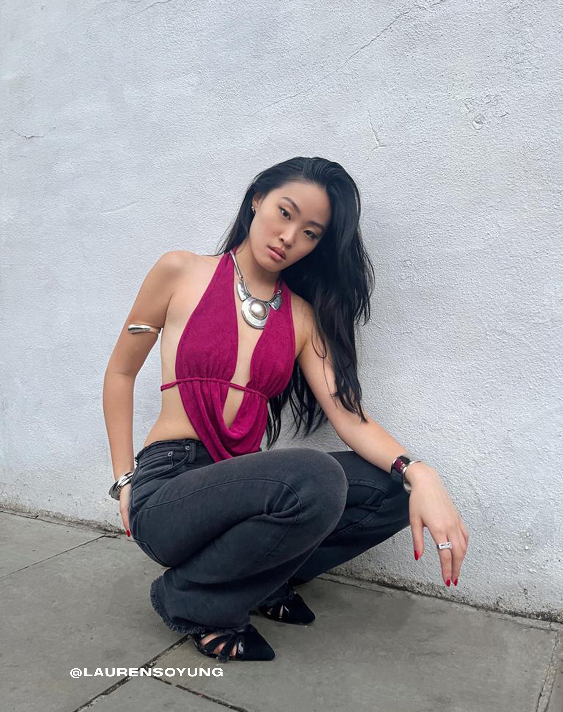 Afbeelding van Nindita Halterneck Crop Top in Magenta Purple