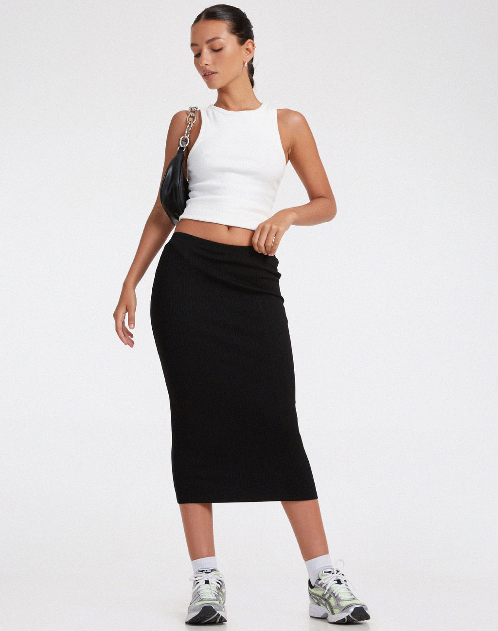 Magata Midi rok in zwart jersey
