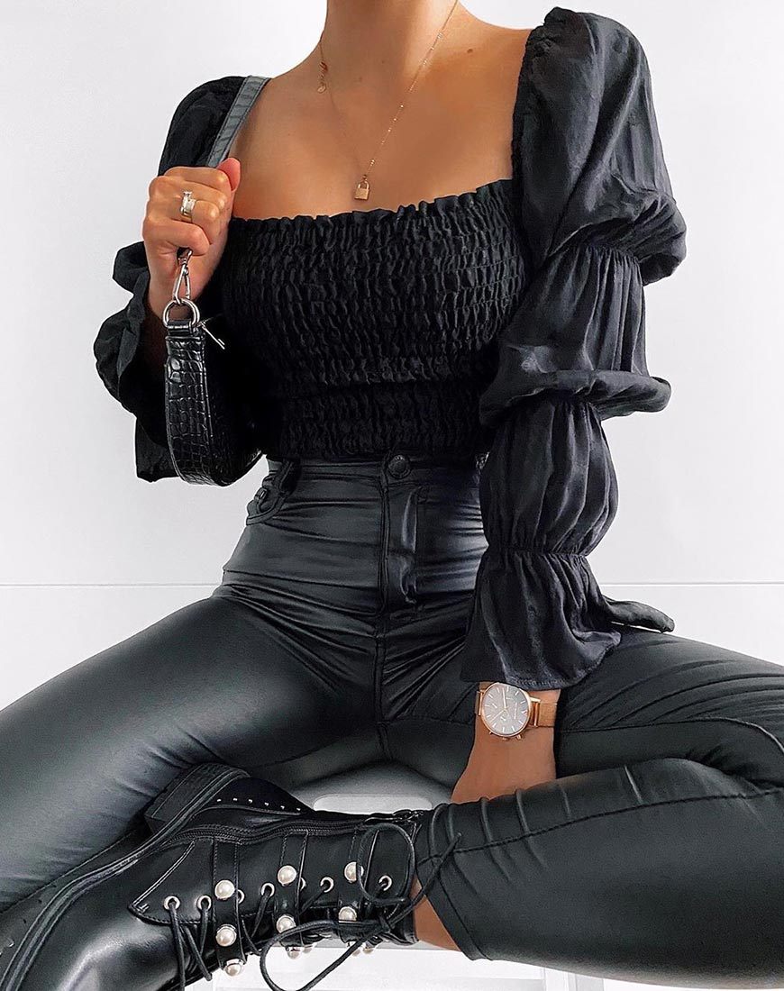 Velina Crop Top in Satin Rose Zwart