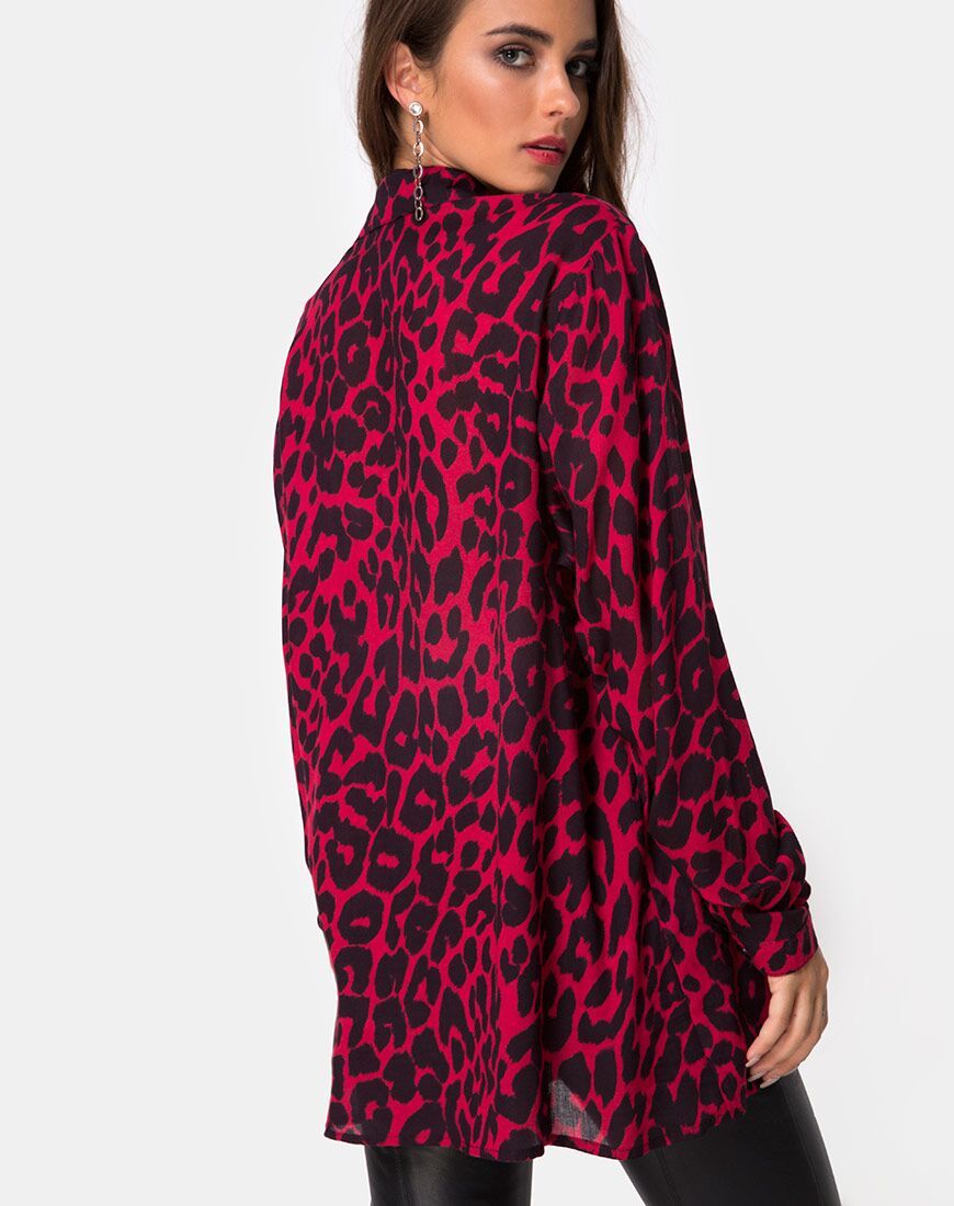 Afbeelding van Disam Overhemd in Oversized Jaguar Rood